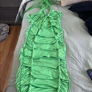 NWOT Green sexy Peek a boo dress with zippered back